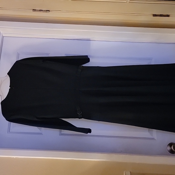 Blue Fit and Flare Dress with 3/4 Sleeves and Scoop Neck - Picture 5 of 16